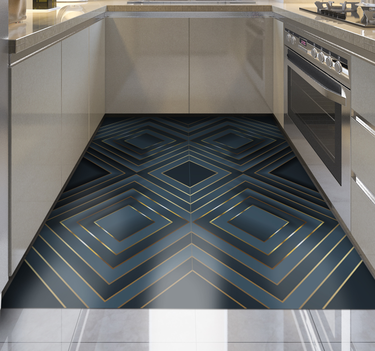 Covor vinil modern pătrate conturate cu negru - TenStickers