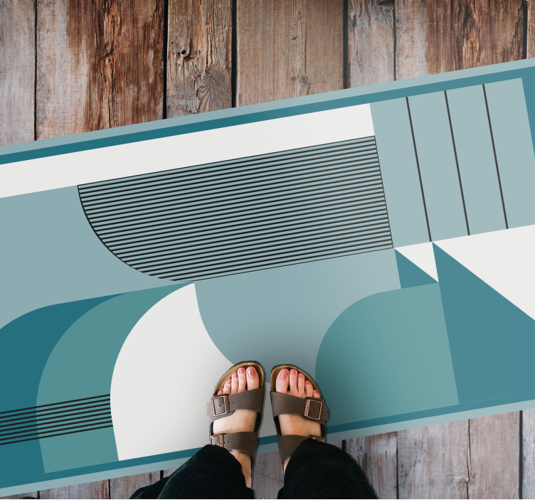 Covor vinil modern forme geometrice abstracte albastre - TenStickers