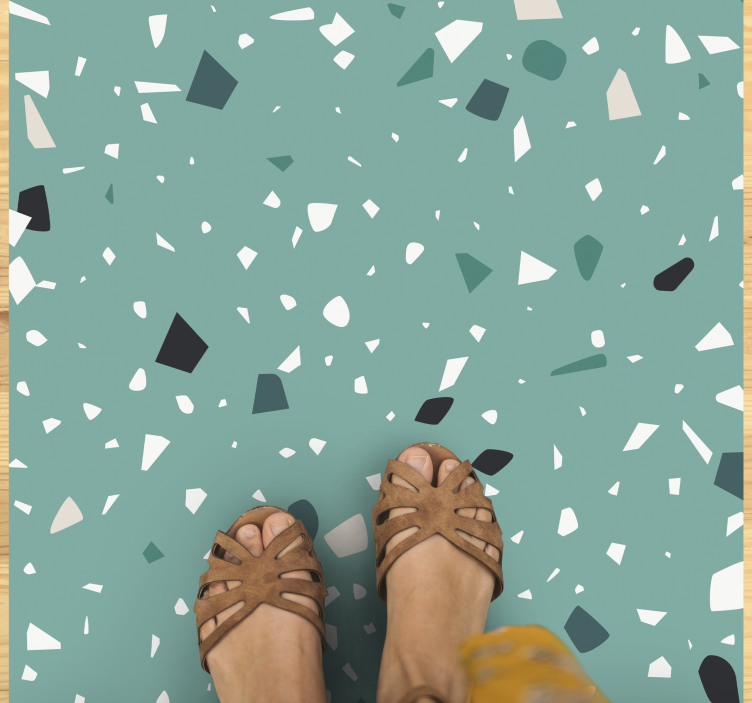 Covor de vinil efect de piatră stil terrazzo verde - TenStickers