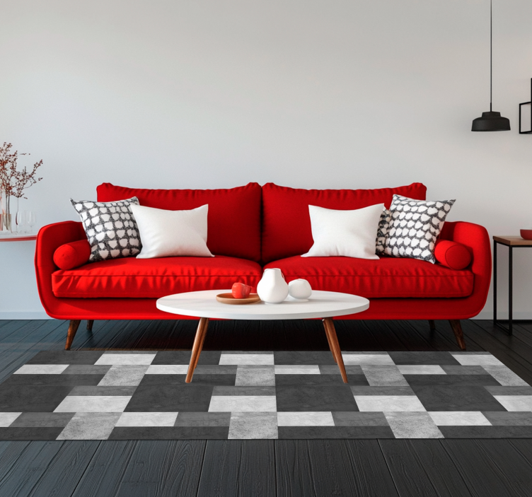 Covor vinil negru design modern de pătrate - TenStickers