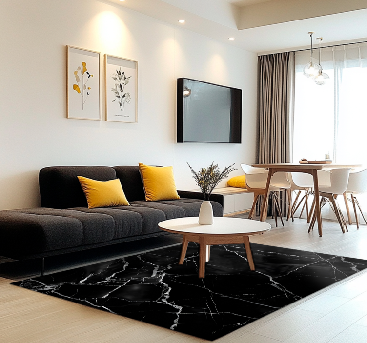 Covor vinil negru imitație de marmură - TenStickers