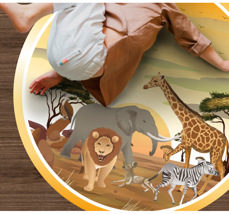 Covor vinil animal aventură cu animale în safari - TenStickers