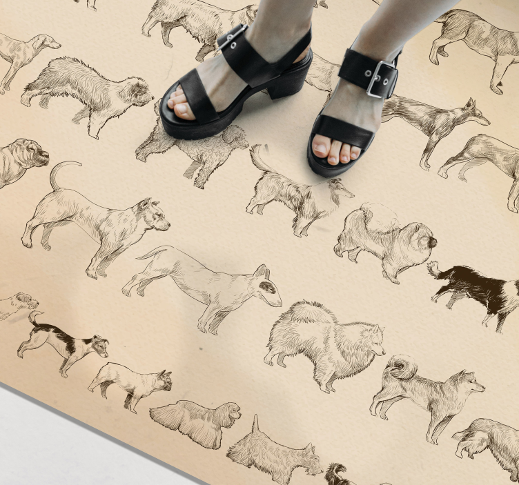 Covor vinil animal ilustrații de câini bej - TenStickers