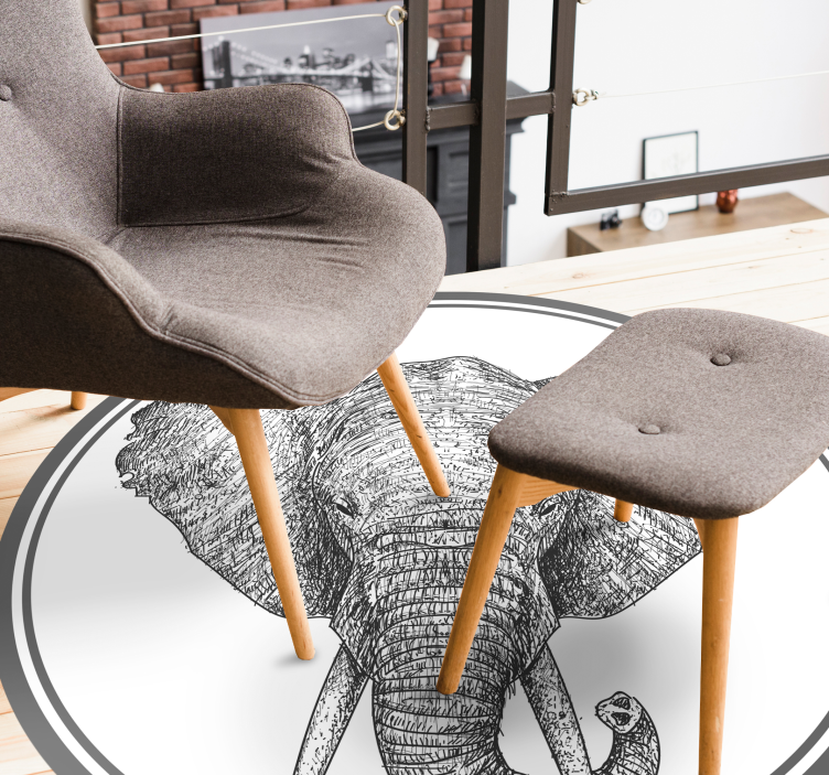 Covor vinil animal contur de elefant gri - TenStickers