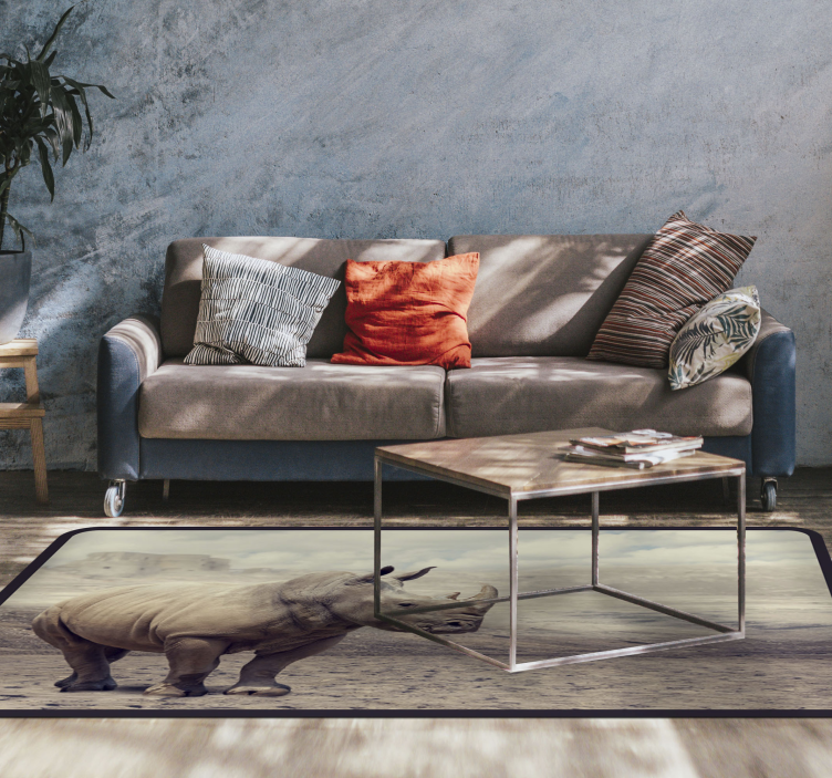 Covor vinil animal scenă maiestuoasă cu rinocer - TenStickers