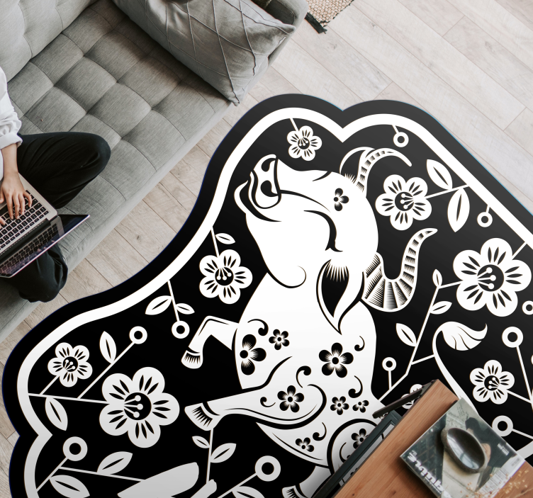 Covor vinil animal taur floral elegant - TenStickers