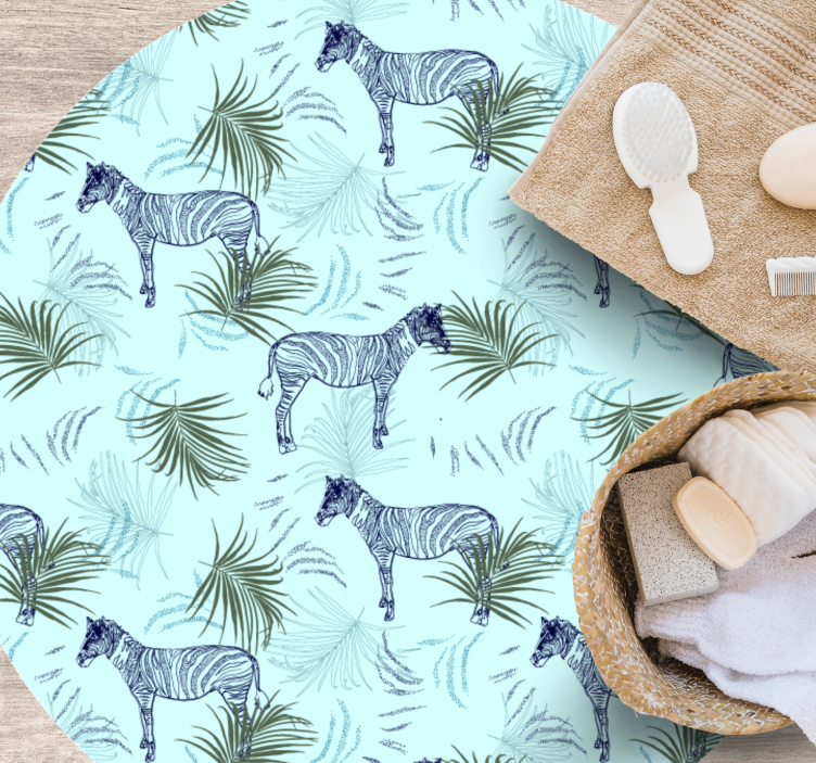 Covor vinil animal zebra și frunze - TenStickers