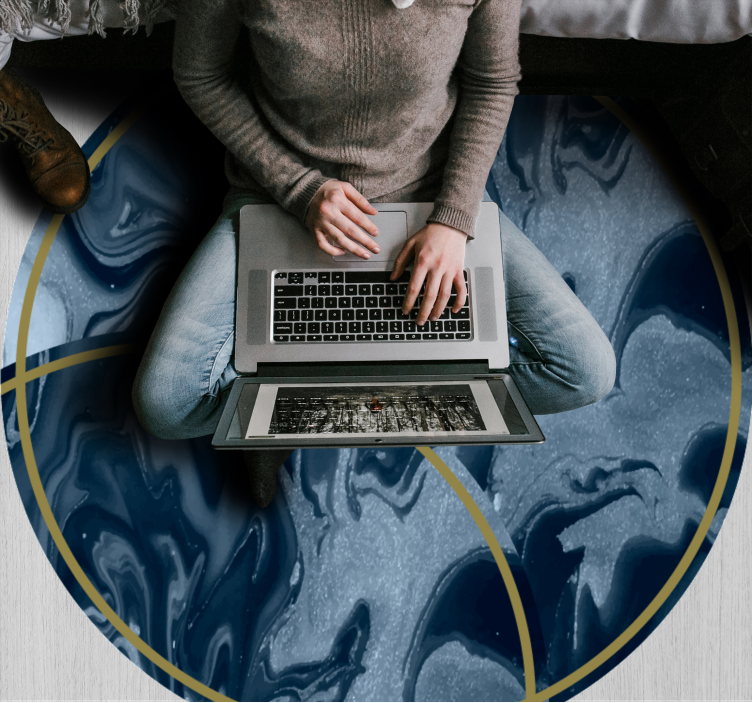 Covor de vinil texturat design abstract circular marmorat - TenStickers