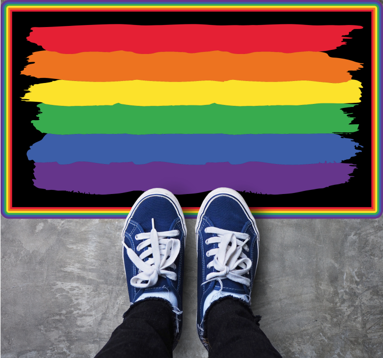 Covor vinil vărgat dungi colorate de curcubeu - TenStickers