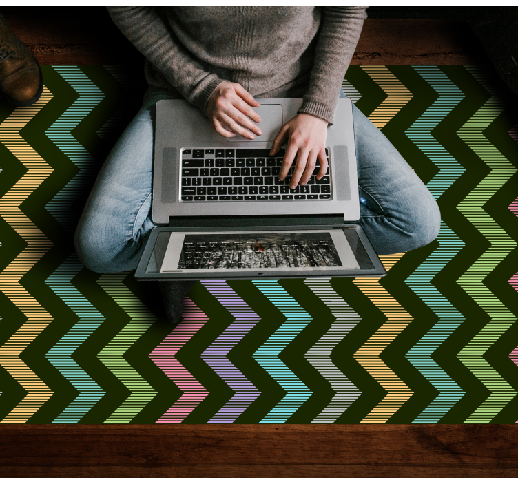 Covor vinil vărgat model în zig-zag colorat - TenStickers