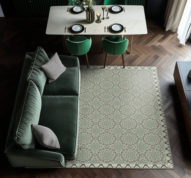 Covor de vinil pentru sala de mese model de faianță florală - TenStickers