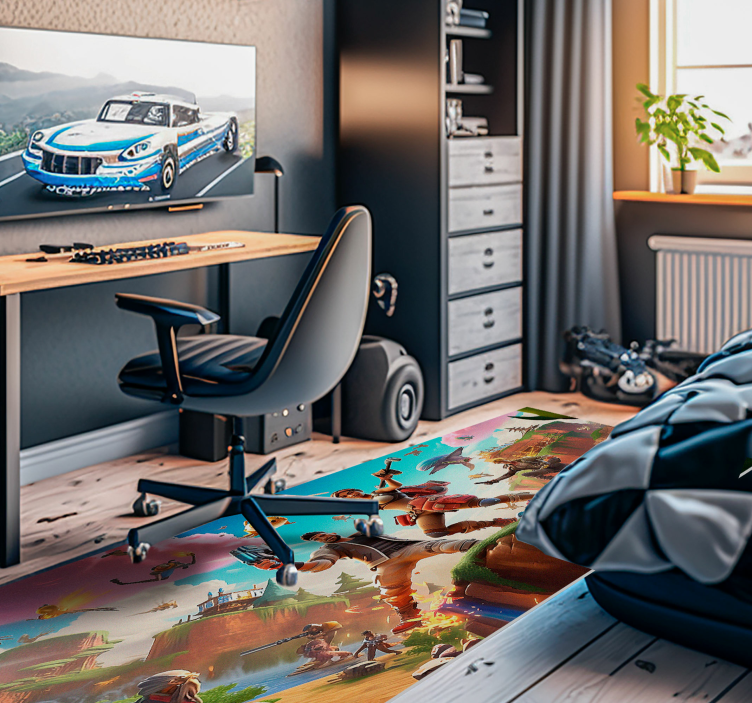 Covor vinil dormitor personajele de jocuri video în acțiunePerson - TenStickers