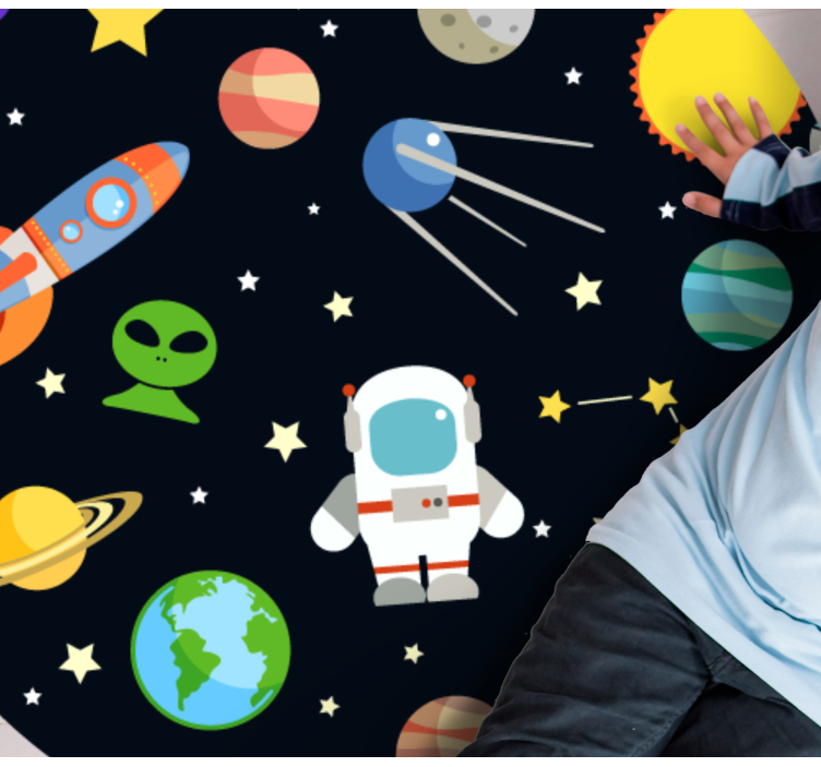 Desene animate diferite simboluri astronave covor stea - TenStickers