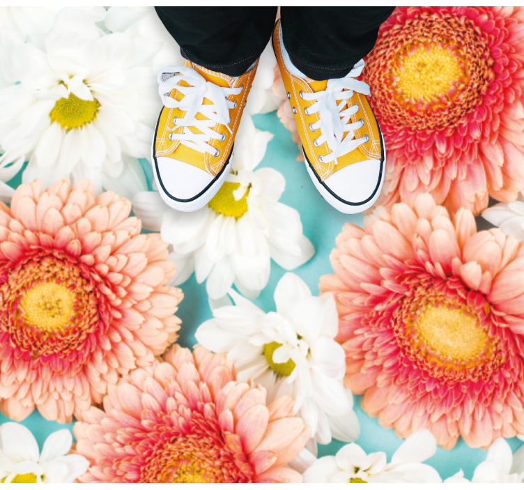 Flori de margaretă închide covor floral din vinil - TenStickers