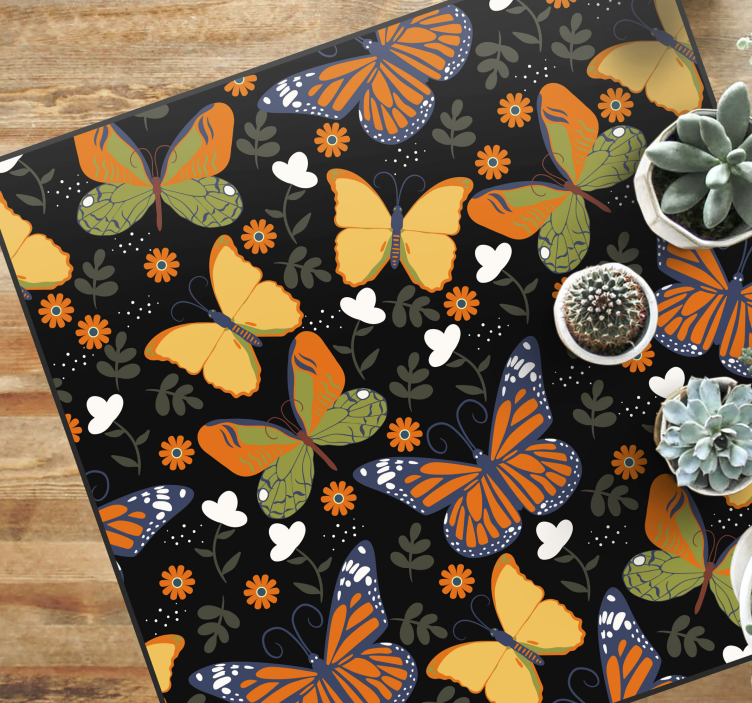 Fluturi flori model animal covor - TenStickers