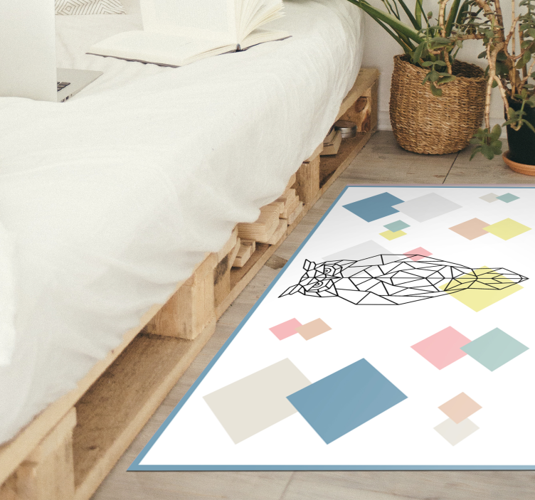 Imprimare bufniță pe forme geometrice covor nordic din vinil - TenStickers