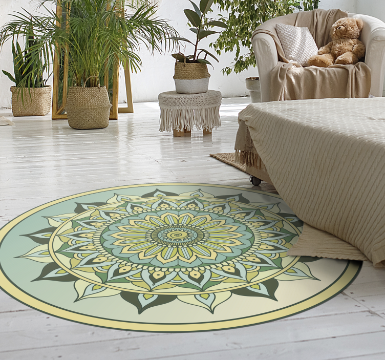 Covor mandala verde ombre mandala vinil - TenStickers