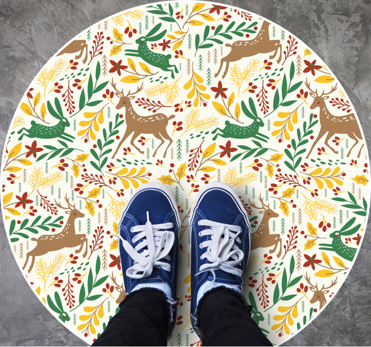 Covor gri model flori galbene covor circular - TenStickers