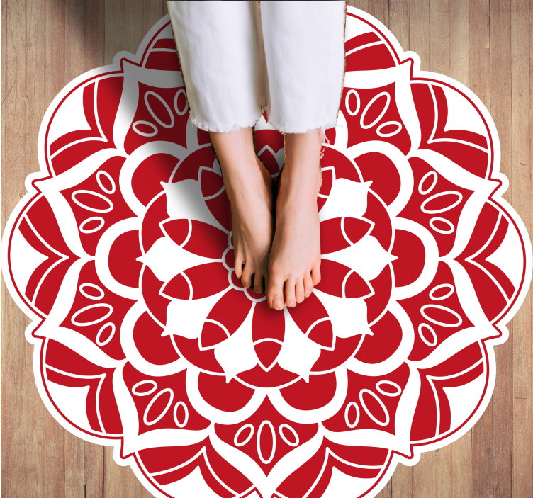 Covor de mandala cu model floral mandala rosu - TenStickers