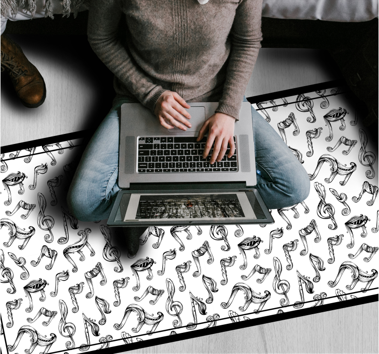 Covor dreptunghiular de note muzicale desenate manual - TenStickers