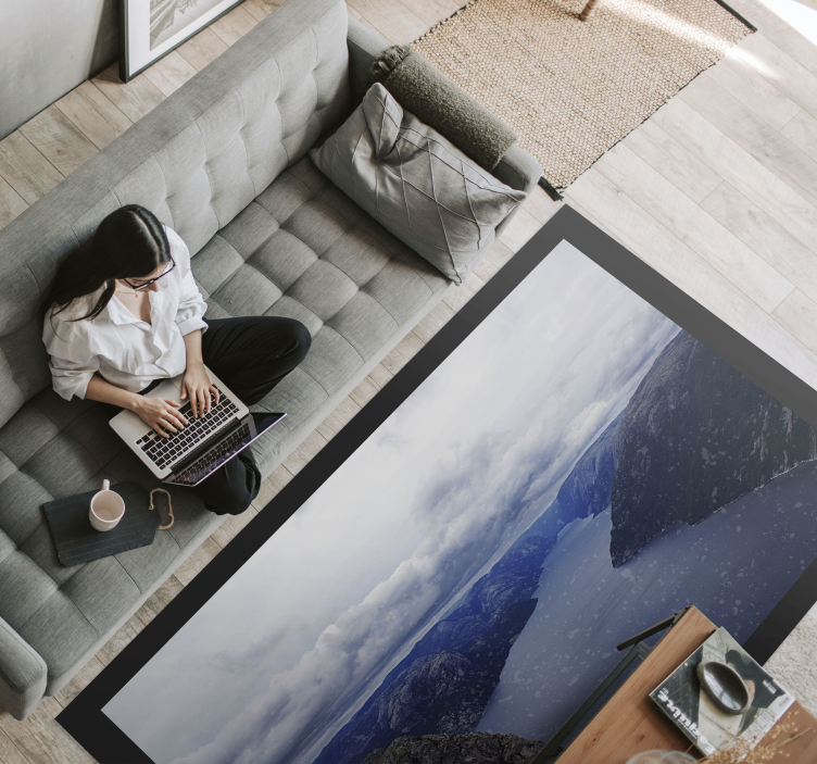 Covor norvegian fiord albastru apă natură vinil - TenStickers