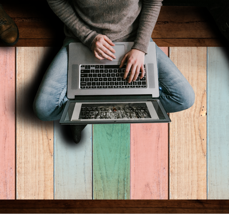 Covor cu efect de scânduri colorate din lemn texturat - TenStickers