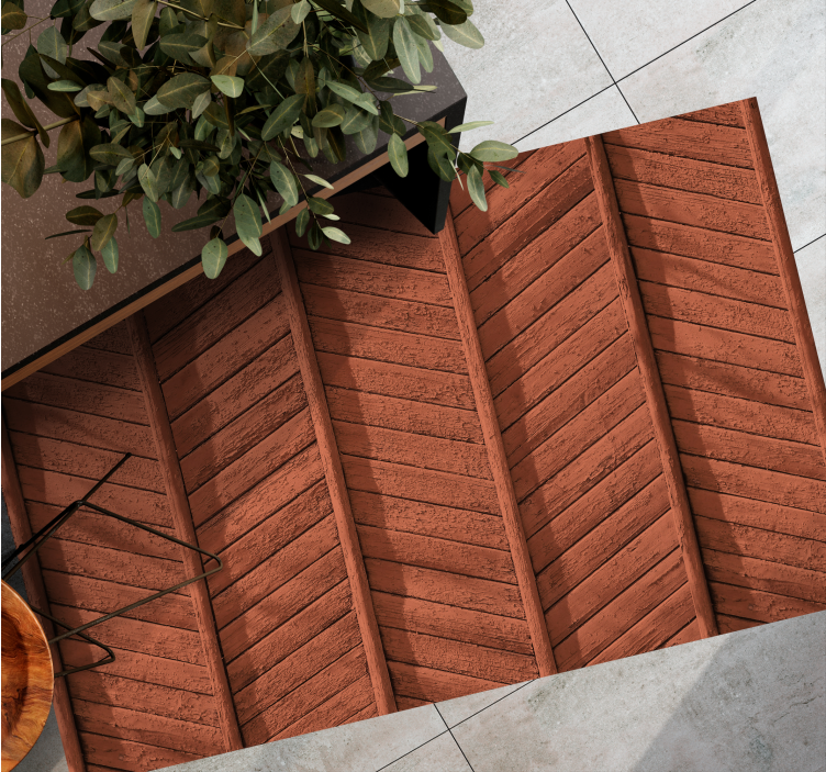 Covor cu efect de lemn diagonal lemn stil rustic - TenStickers