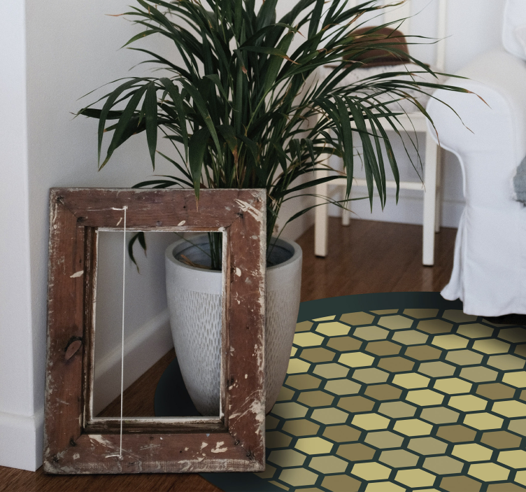 Pietre galbene în covor modern din beton verde - TenStickers