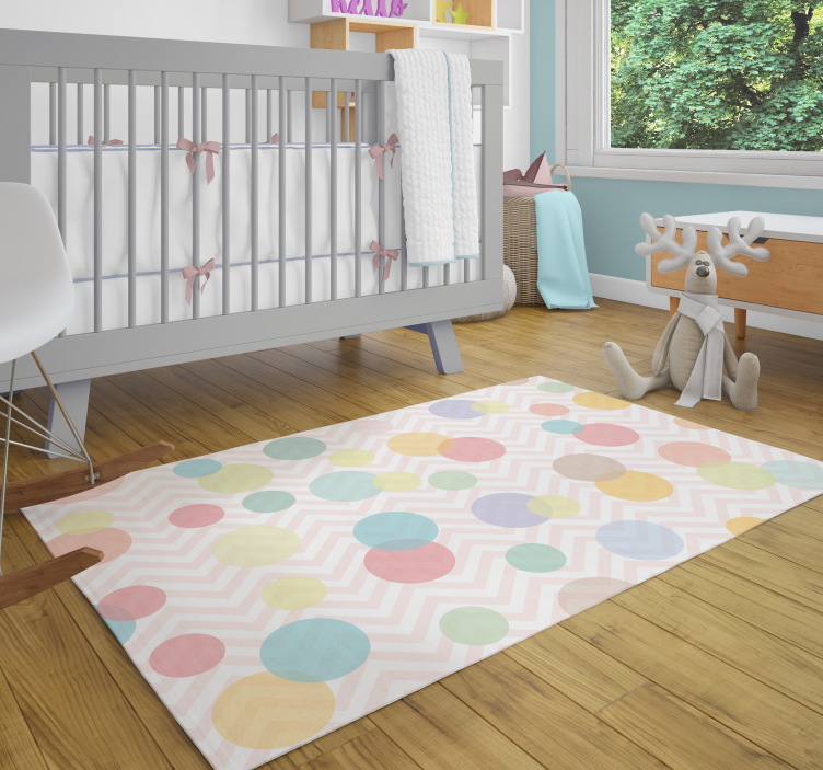 Polka dots nuante pastel copii covor vinil - TenStickers