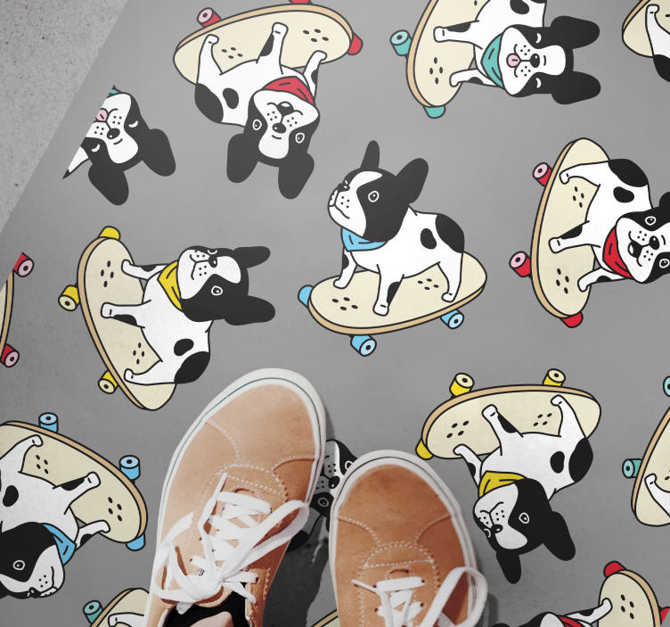 Skateboarding bulldogs teen vinyl rug - TenStickers