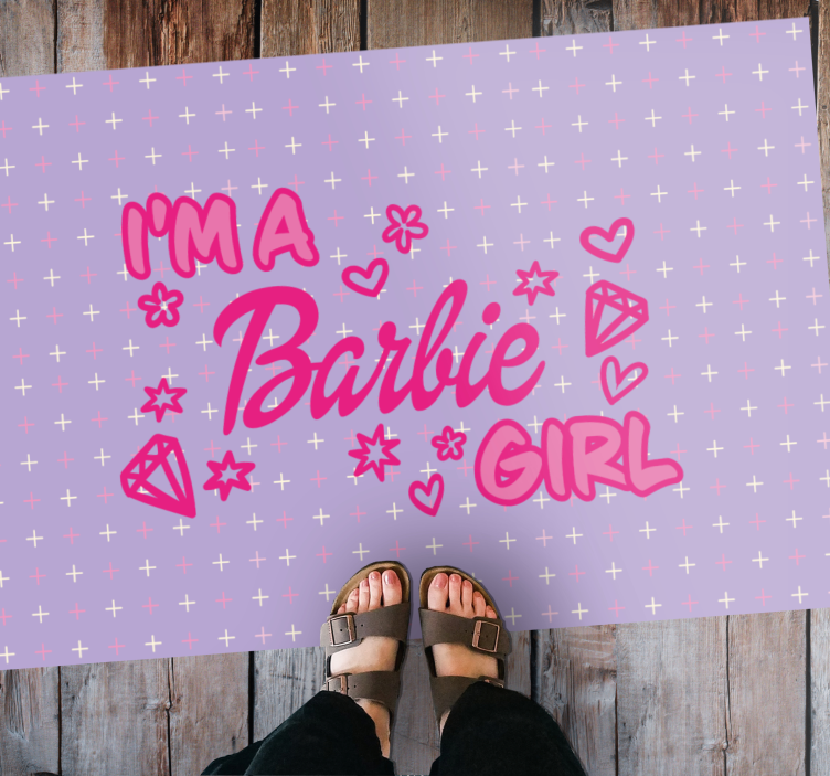 Sunt un covor personalizat cu citații pentru fată barbie - TenStickers