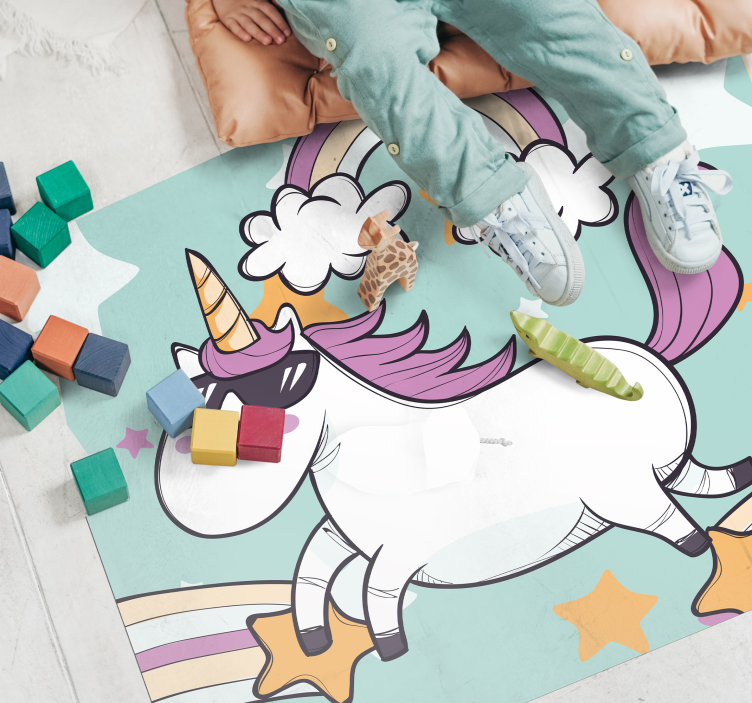 Unicorn desenat manual cu ochelari de soare covor pentru animale - TenStickers