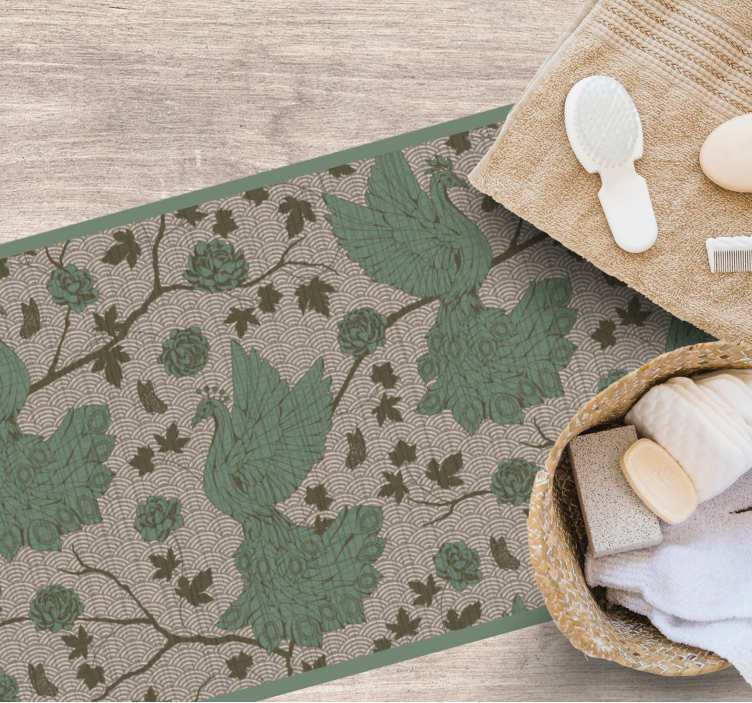 Covor vinil flori și plante motivul faunei verzi - TenStickers