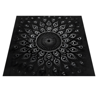 Covor vinil negru pene de păun - TenStickers