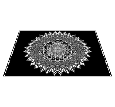 Covor vinil negru design floral mandala - TenStickers