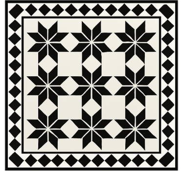 Covor de vinil pentru bucătărie model monocrom de țiglă stea - TenStickers