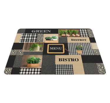 Covor de vinil pentru bucătărie bistro alb-negru - TenStickers