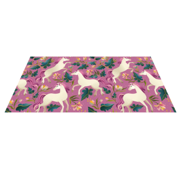 Covor vinil animal cu design cal roz și floral - TenStickers