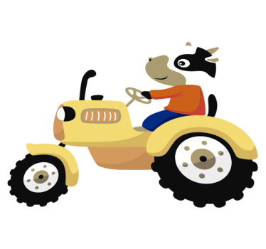 Covor vinil animal vacă pe tractor - TenStickers