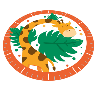 Covor vinil animal ceas pentru copii cu girafă - TenStickers