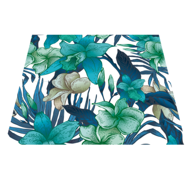 Covor vinil dormitor frunze tropicale albastre - TenStickers