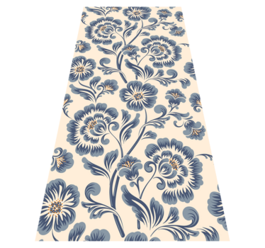 Covor vinil dormitor stil vintage floral albastru - TenStickers