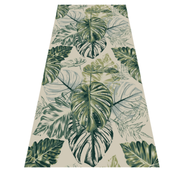 Covor vinil dormitor forme monstera estompate bej - TenStickers