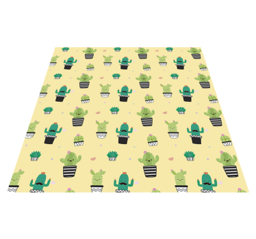 Covor vinil flori și plante model cactus - TenStickers