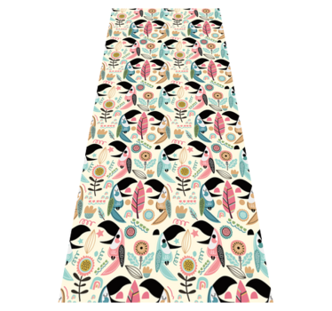 Covor vinil dormitor frunze pastel nordice albastre - TenStickers