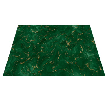 Covor vinil dormitor verde emerald cu marmură aurie - TenStickers