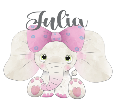Covor de vinil pentru copii elefant cu pui și nume - TenStickers