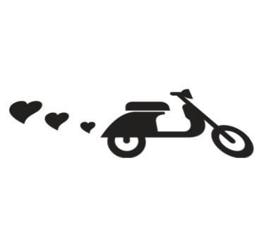 Covor vinil dormitor motociclete și inimi - TenStickers