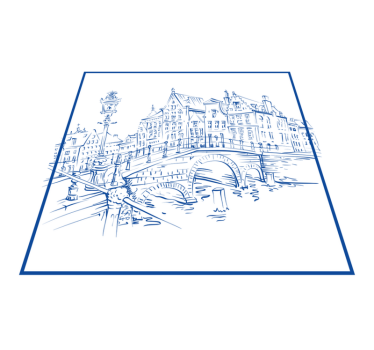 Covor de vinil pentru bucătărie case de canal albastre delft - TenStickers
