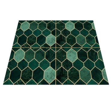 Covor de vinil pentru bucătărie cu contur auriu verde - TenStickers